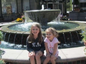 Sitting by a fountain in downtown Walnut Creek