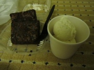 Warm Chocolate Brownies and Vanilla Ice Cream